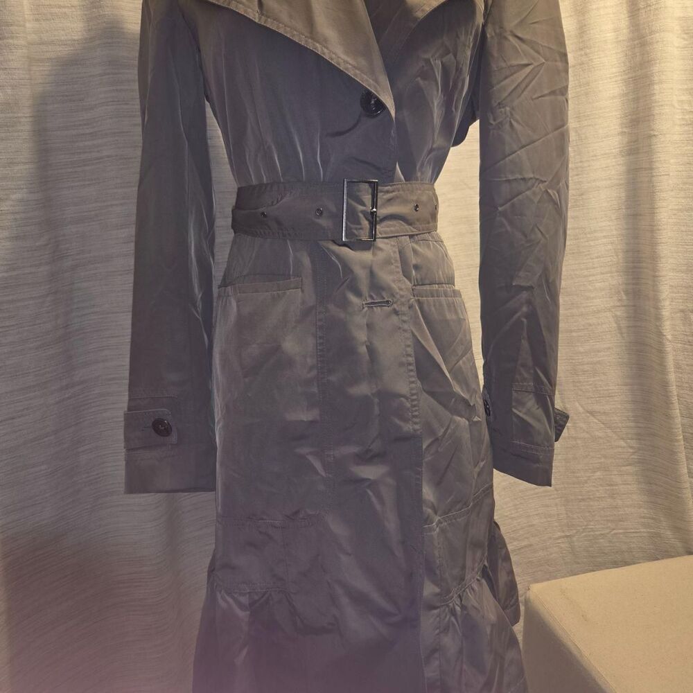 Calvin Klein ruffled hem trench coat-rain coat